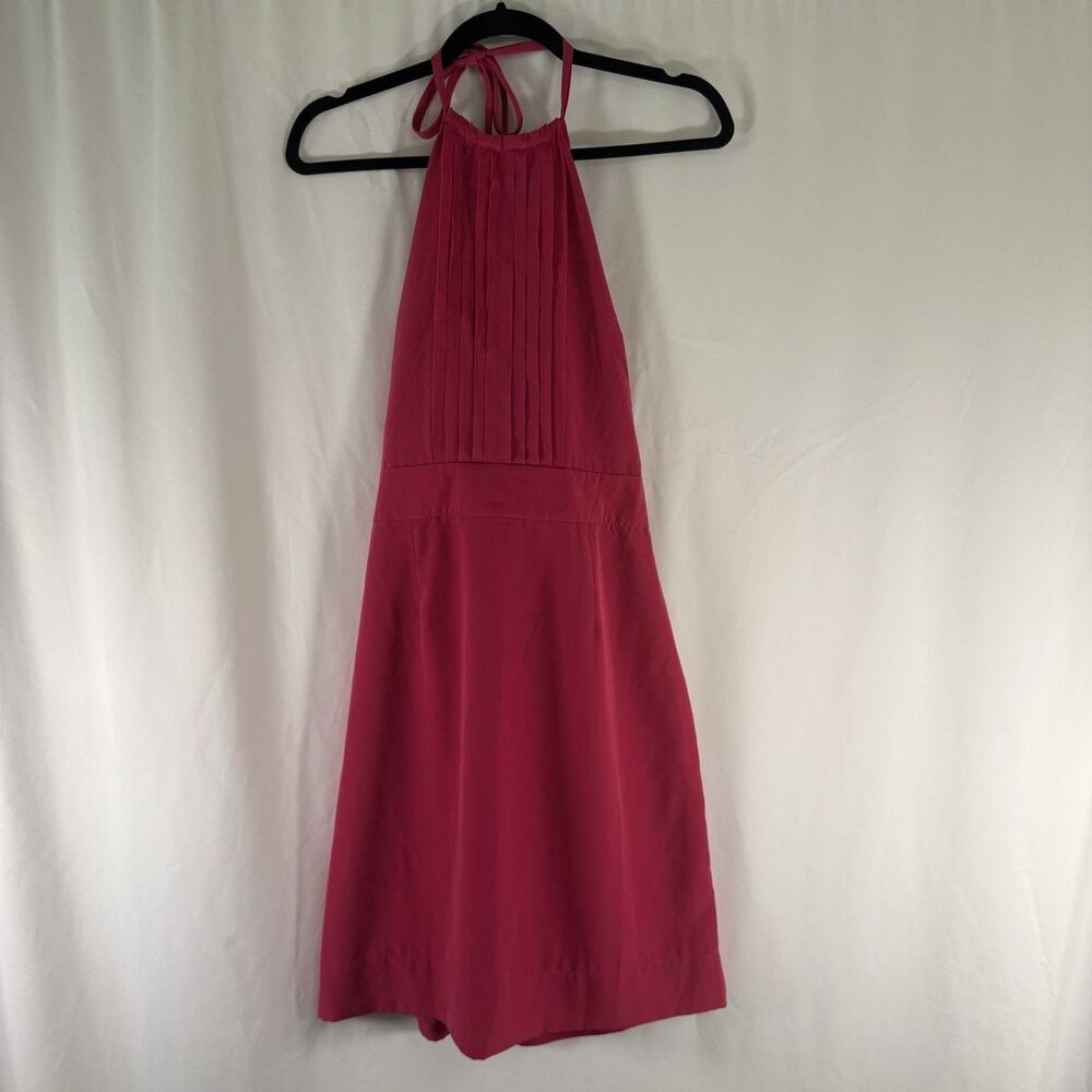 Banana Republic Knee Length Dress Women's 4 Pink Side Zip Tie Neck Pullover